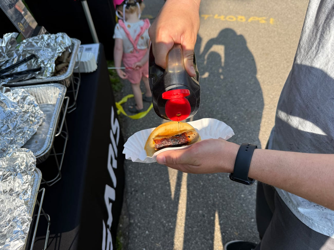 Madison cyclists fuel up on “brat cakes” while out for a ride